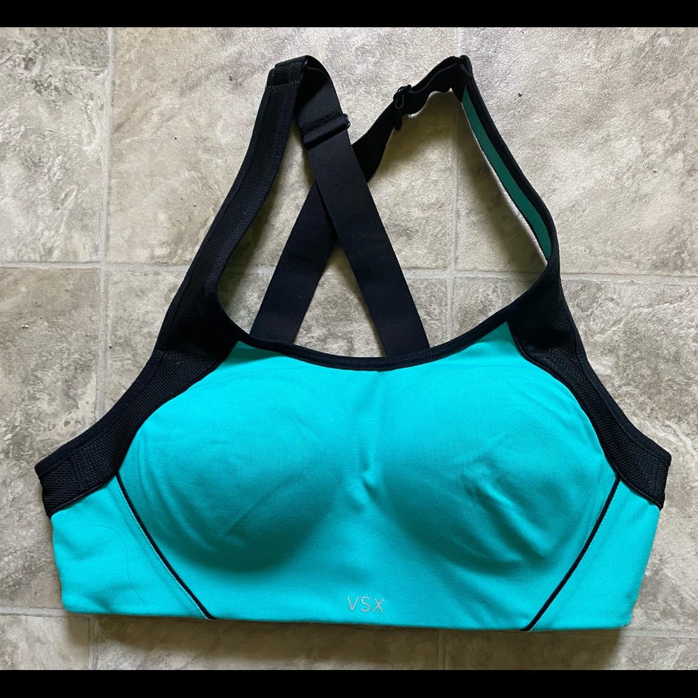 Turquoise VSX sports bra 34B